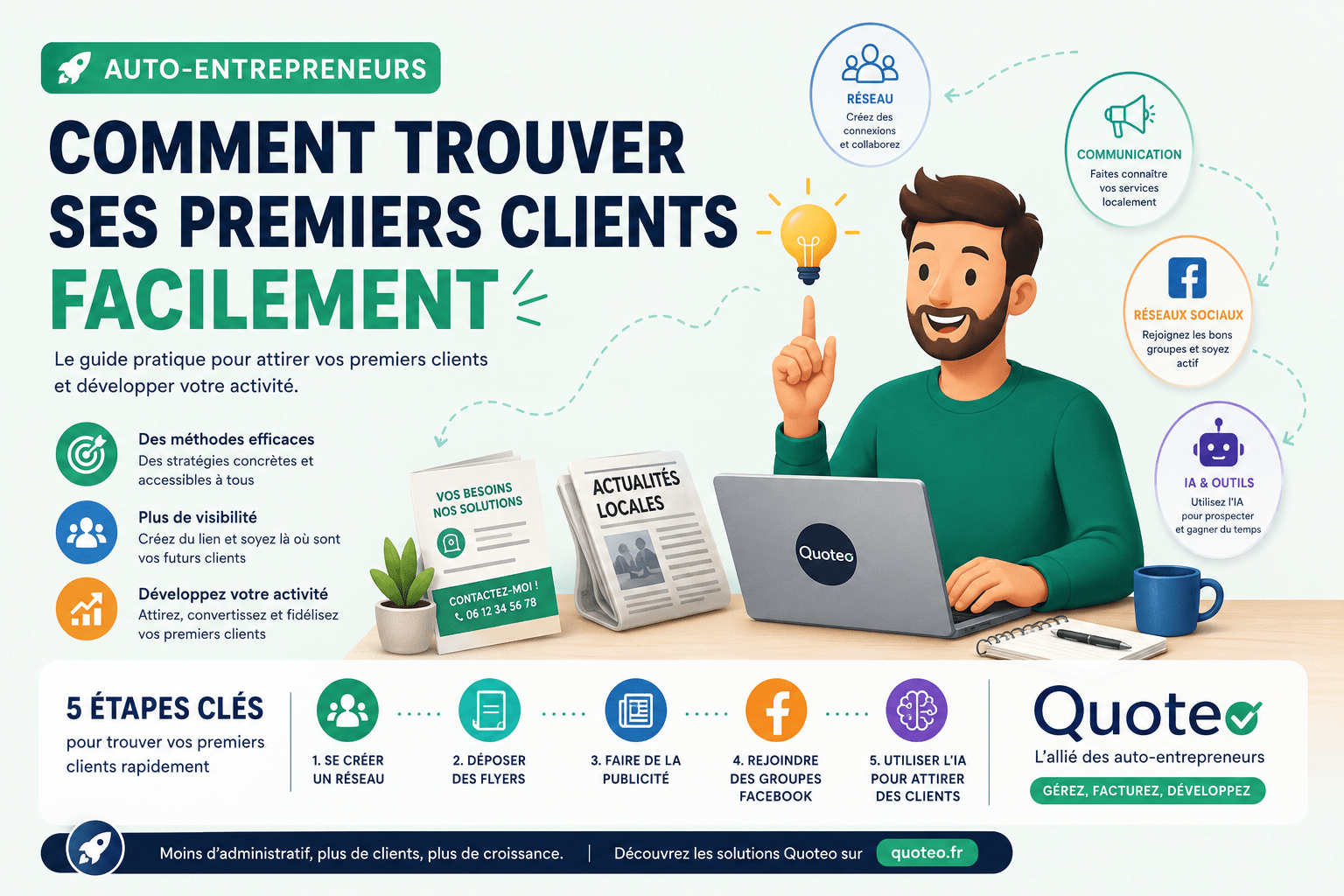 Illustration de l’article « Auto-entrepreneurs : Comment trouver ses premiers clients facilement »